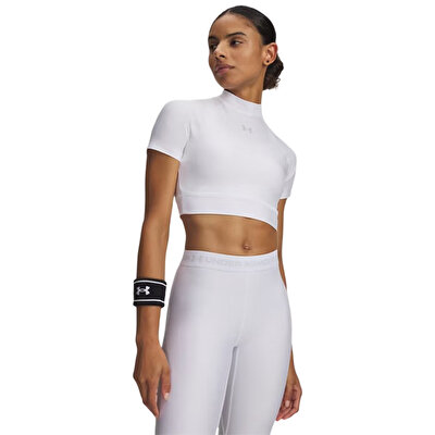 Under Armour HeatGear Kadın Kısa Kollu Crop Mock Beyaz