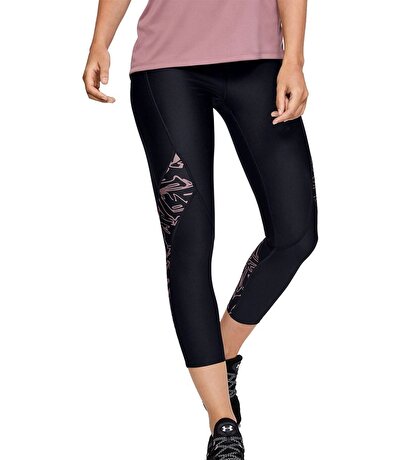 Under Armour HeatGear Printed Ankle Crop Tayt Siyah-Pembe