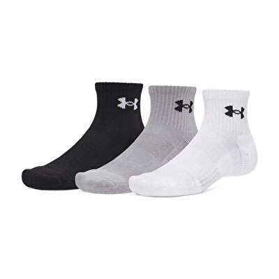 Under Armour Performance Cotton 3'lü Paket Quarter Çorap Siyah Beyaz Gri