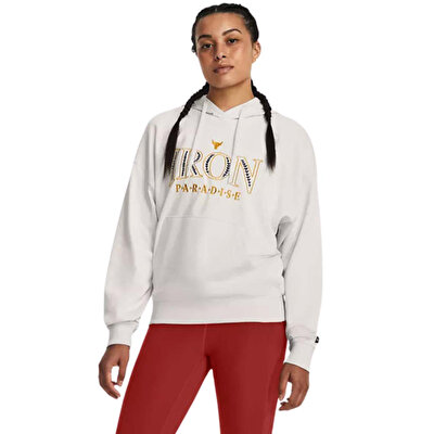 Under Armour Project Rock Everyday Terry Kadın Kapüşonlu Sweatshirt Bej