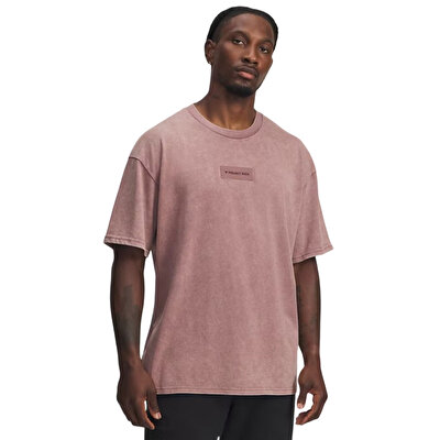 Under Armour Project Rock Heavyweight Oversize Kısa Kollu T-Shirt Bordo