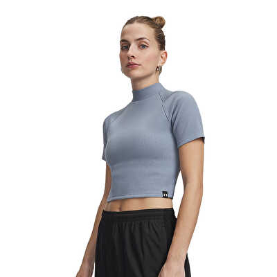 Under Armour Rival Rib Mock Kadın Kısa Kollu T-Shirt Mavi