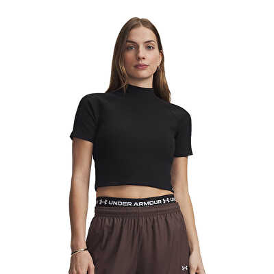 Under Armour Rival Rib Mock Kadın Kısa Kollu T-Shirt Siyah
