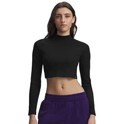 Under Armour Rival Rib Mock Kadın Uzun Kollu T-Shirt Siyah