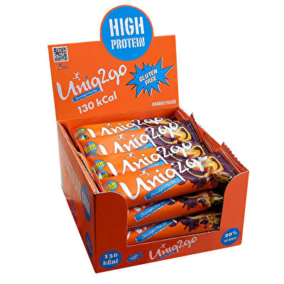 Uniq2go Chocolight Portakal Parçacıklı Protein Midi Bar 40 Gr 16 Adet
