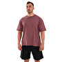 Kingsize Hard Work Antik Yıkamalı Oversize T-Shirt Bordo