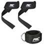 MuscleCloth Padded Lifting Straps + Padded Ankle Cuff Seti Siyah