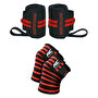 MuscleCloth Pro Wrist Wraps + Pro Knee Wraps Seti Siyah Kırmızı